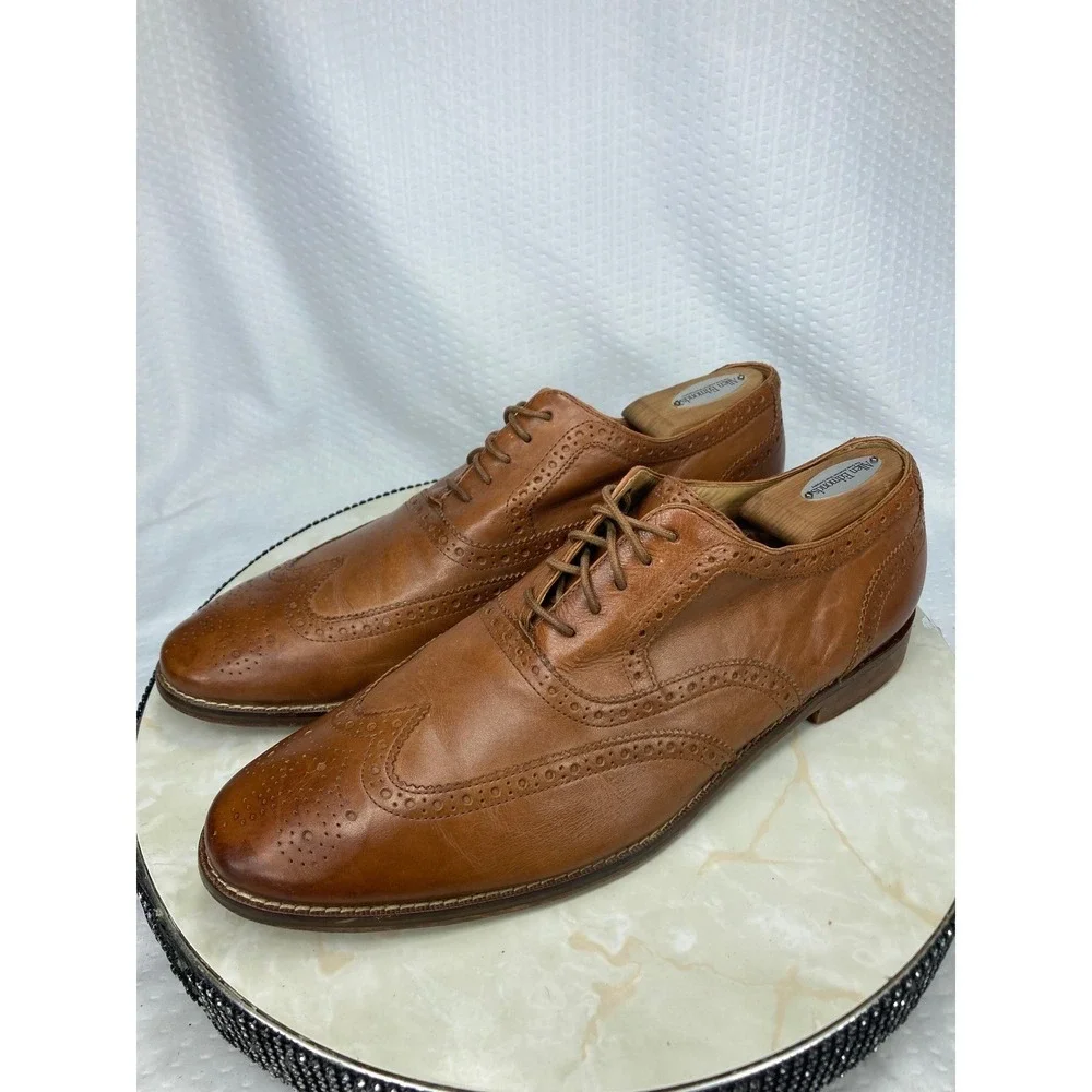 Cole Haan Grand.OS Wingtip Oxford Shoes Mens Sz 11.5 Tan Leather Brogue Preppy